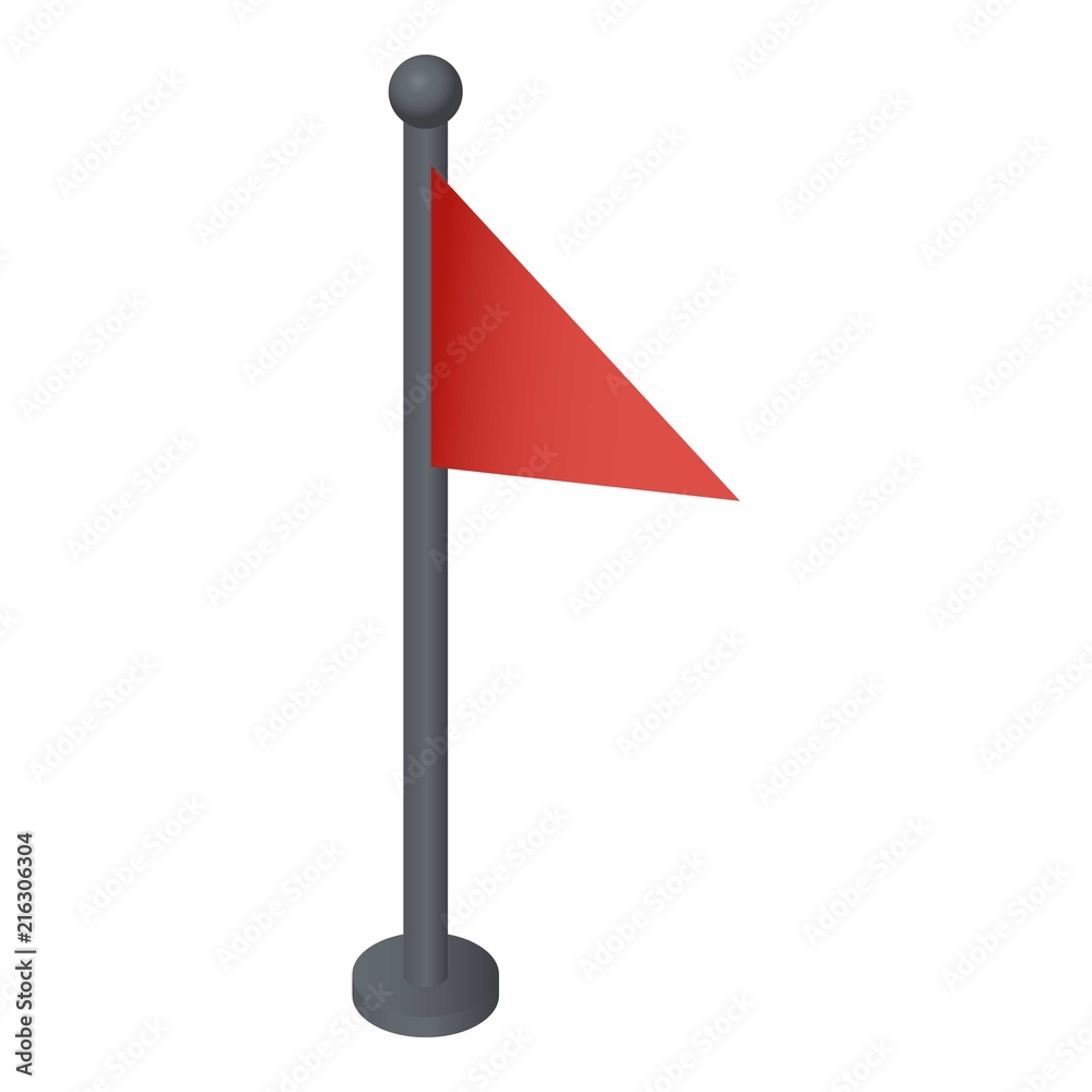 Poster red map flag icon. isometric of red map flag vector icon for web design isolated on white background