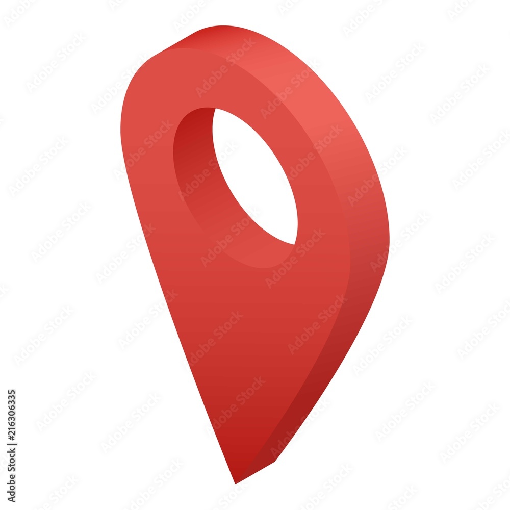 Poster red gps pointer icon. isometric of red gps pointer vector icon for web design isolated on white back