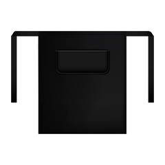 Black pocket apron mockup. Realistic illustration of black pocket apron vector mockup for web design isolated on white background