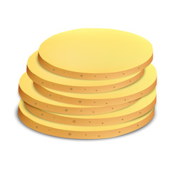 Slices of potato mockup. Realistic illustration of slices of potato vector mockup for web design isolated on white background