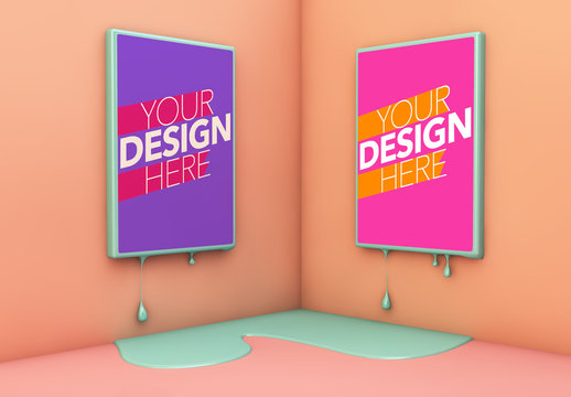 Two Melting Posters Mockup