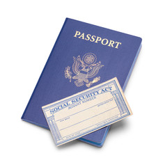 Fototapeta premium Passport and Social Security Card