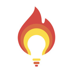 Lightbulb in fire vector icon. Bulb logo. New idea vector icon.