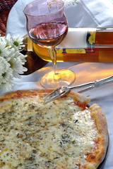 Pizza Margherita made with Tomatoes, Mozzarella