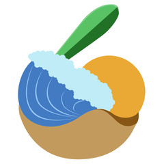Surfboard on an ocean wave icon