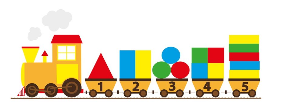 cartoon train with numbers 1-5 / educational vector illustration for children