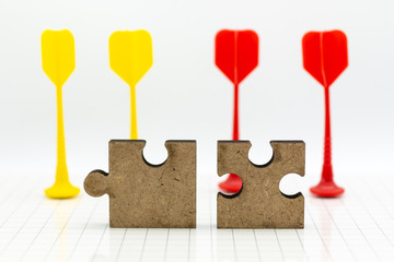Jigsaw puzzle piece on the jigsaw board, image use for solving problems, background concept.