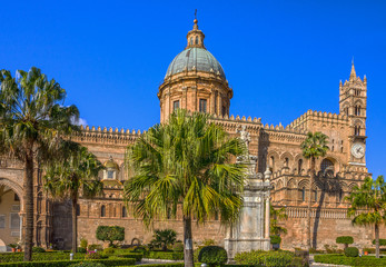 Fototapeta na wymiar Palermo architecture, Sicily, Cathedral church building, Italy