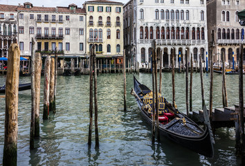 Fototapeta na wymiar Venice, Italy, Grand canal view. Tourist gondolas