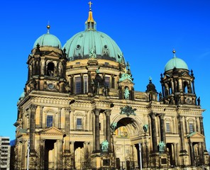 Fototapeta na wymiar The facade and details of the magnificent Berliner Dom on Museum Island in the Mitte district of Berlin, Germany
