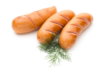 Pork sausage isolated on white background.