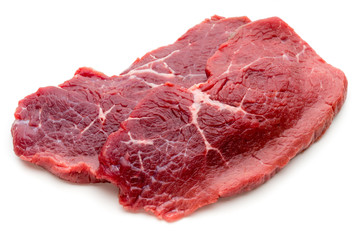 Fresh raw beef steak isolated on white.