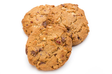 Chocolate chip cookie isolated on white background.