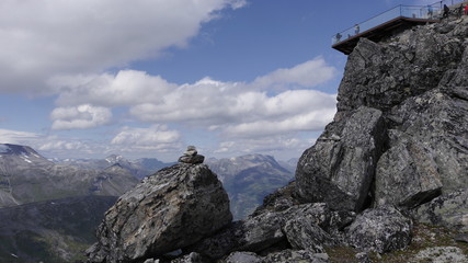 Aufstieg zur Aussichtsplattform Dalsnibba oberhalb der Geirangerstraße, Norwegen