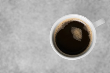 Top view of black coffee in white