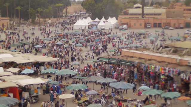 Marrakesh Busy market Djemaa el fna square timelapse 