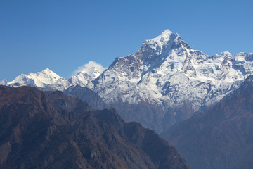 Glacier-topped Gahrwal Himalaya near Nanda Devi,  in Northern India