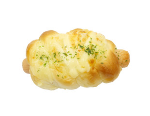 Loaf of bread and hotdog on a white background with clipping path