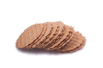 Wafers stack snack for breakfast isolated on the white