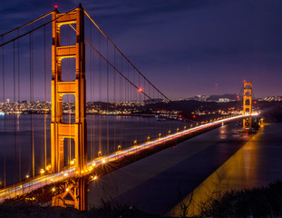 Panele Szklane Podświetlane  Most Golden Gate w nocy