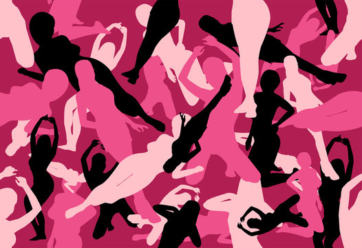 vector of pink seamless sexy woman pose camouflage