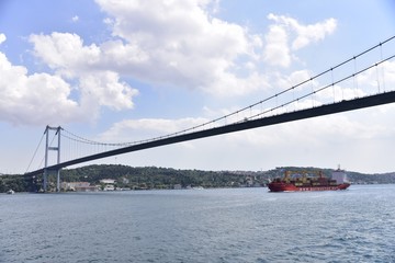 Fototapeta na wymiar View of Bosphorus suspension bridge in Istanbul