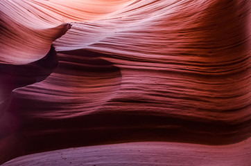 Obraz premium Pink peach wave shapes photographed at slots canyons in Arizona