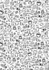 Coffee background with hand-draw doodle elements. - 216323352