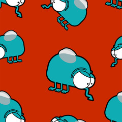 Fly cartoon style pattern seamless. Flying insect ornament. Vector background