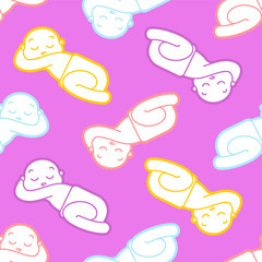 Baby pattern seamless. Newborn background. kid in diaper. Vector illustration