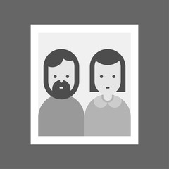 Portrait of parents in frame. Mom and dad. Family photo. Vector illustration