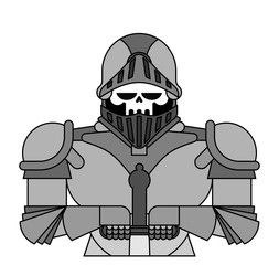 Knight skull isolated. Metal armor warrior. Iron armor.  Vector illustration