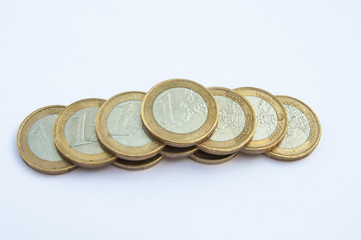 coin of one Euro on a white background