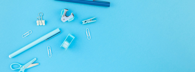 Workspace desk styled design office supplies