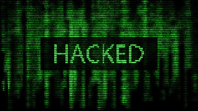 Cyber attack. Hacked. Digital background green matrix. Binary computer code. Computer screen error templates. 3d rendering