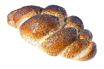  A fresh bun with poppy seeds isolated on white background
