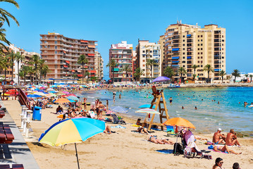 Coastline of Playa del Cura in Torrevieja city . Spain
