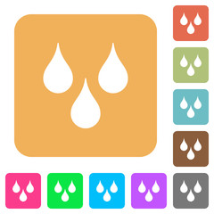 Water drops rounded square flat icons