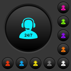 24 hours operator service dark push buttons with color icons