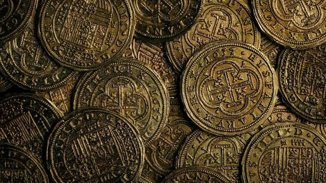 Historic Gold Coins Closeup