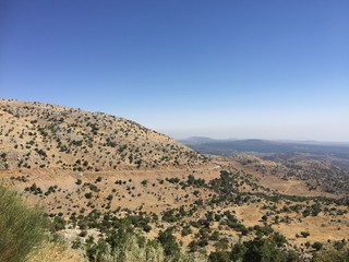 Panoramic view from mount Hermon in Golan Heights in Israel.  Border  with Syria.