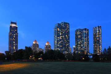 Night view of Mississauga, Ontario skyline