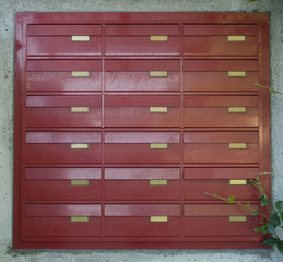red mailbox or letterboxes, empty, waiting for mail to be received, spam, communication, concept, business, email, italy