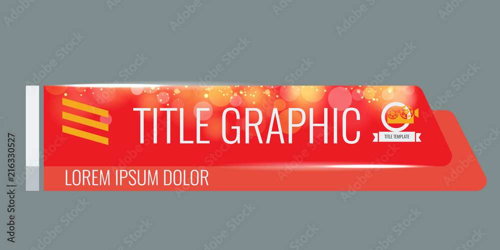 Wall mural video headline title or lower third template with flow and bokeh lights effect. unique banner design