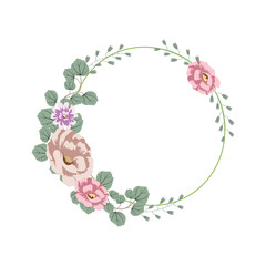 Floral Flower Wreath Frame Flat Design Illustration