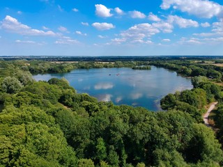 Fototapeta na wymiar Theale Lakes, Berkshire taken from a drone