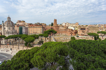 Fototapeta na wymiar View of Trajan's Column and Trajan's Market, Rome, Italy