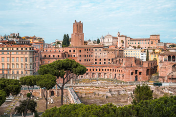 Fototapeta na wymiar The Trajan's Forum, an ancient Roman market, housing the Imperial Forum Museum (Museo dei Fori Imperiali), Rome, Italy