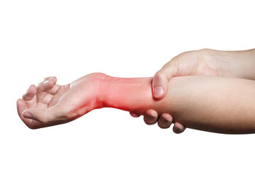 Wrist pain, isolated on white background