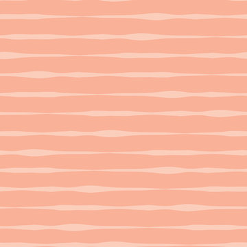 Abstract seamless vector background pink coral orange. Orange and pink hues hand drawn lines in rows on peach background. Peachy shades background. Hand drawn wavy doodle strokes. Textured backgound.